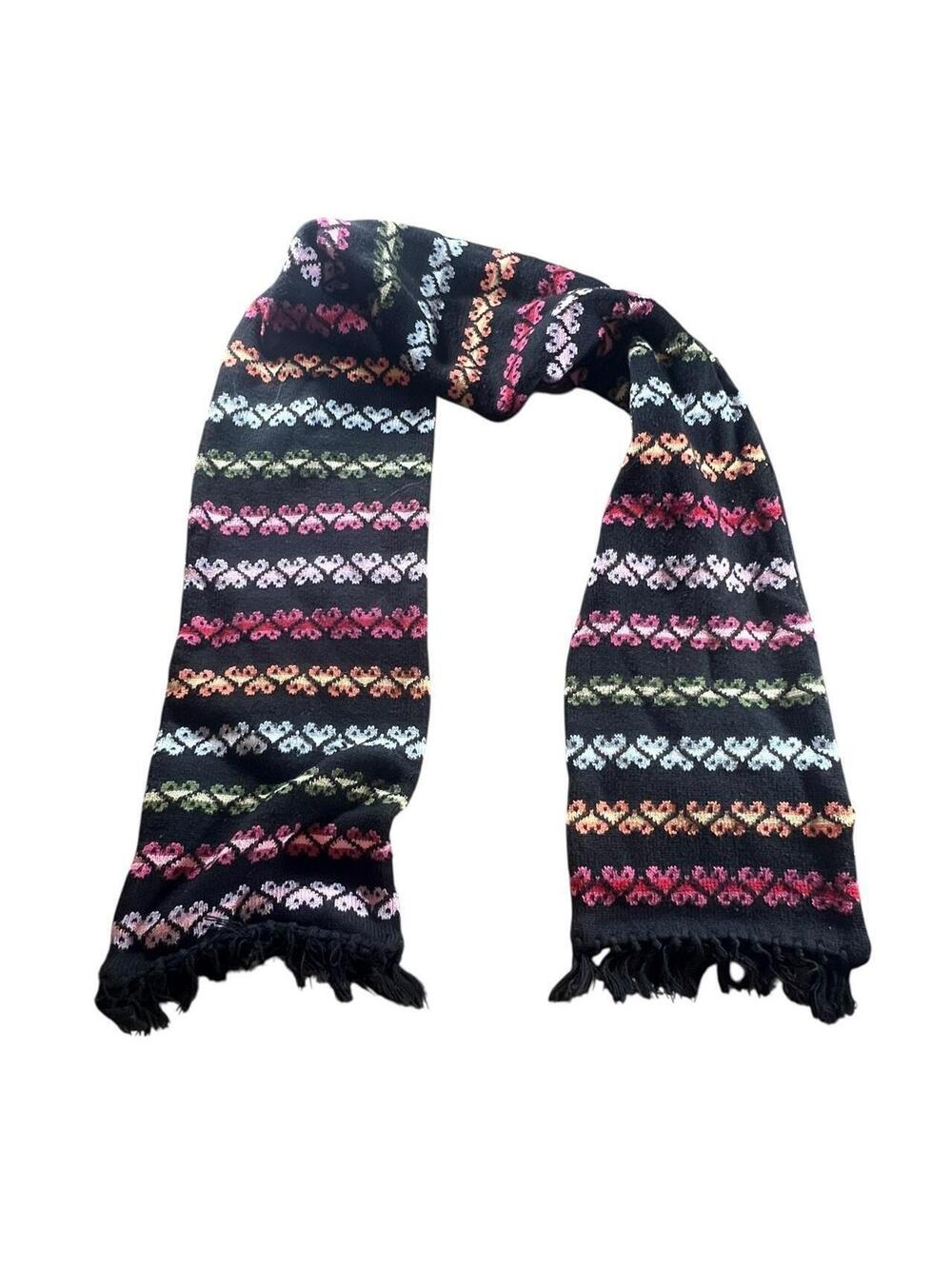 Retro Rainbow Heart Knit Scarf